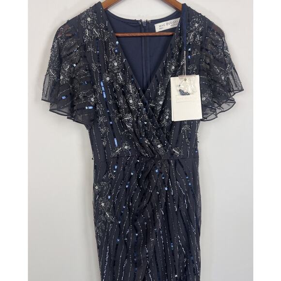 NWT Mac Duggal 2 Embellished V-Neck Floor-Length Gown Dress - Picture 5 of 11